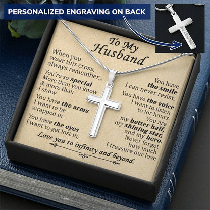 For Husband - Shining Star - Cross Customize Engraved Cross Necklace