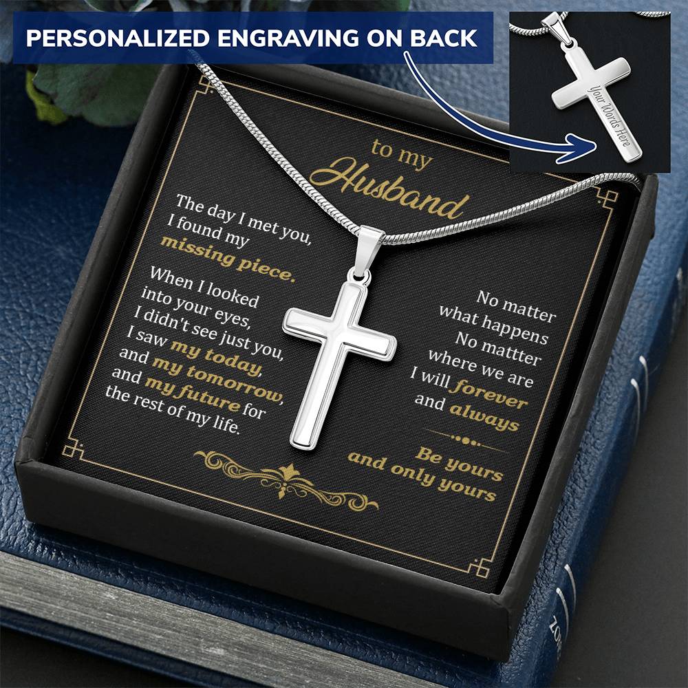 For Husband - Always & Forever - Cross Customize Engraved Cross Necklace