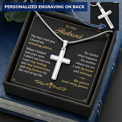 For Husband - Always & Forever - Cross Customize Engraved Cross Necklace