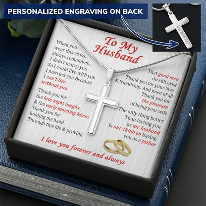 For Husband - Early Morning Kisses - Cross Customize Engraved Cross Necklace
