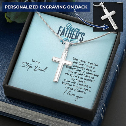 Fathers Day Present For Step Dad 2021 Fathers Day Ideas For Stepdad Fathers Day Gift For New Step Dad Customize Engraved Cross Necklace