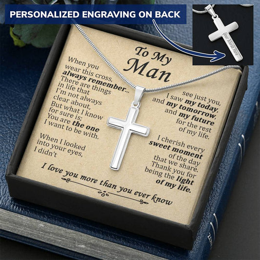 For Your Man - Sweet Moment - Cross Customize Engraved Cross Necklace