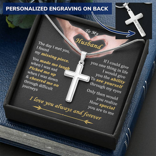 For Husband - Pick Me Up - Cross Customize Engraved Cross Necklace