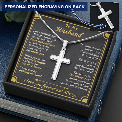 For Husband - Pleasure Of Being Your Wife - Cross Customize Engraved Cross Necklace