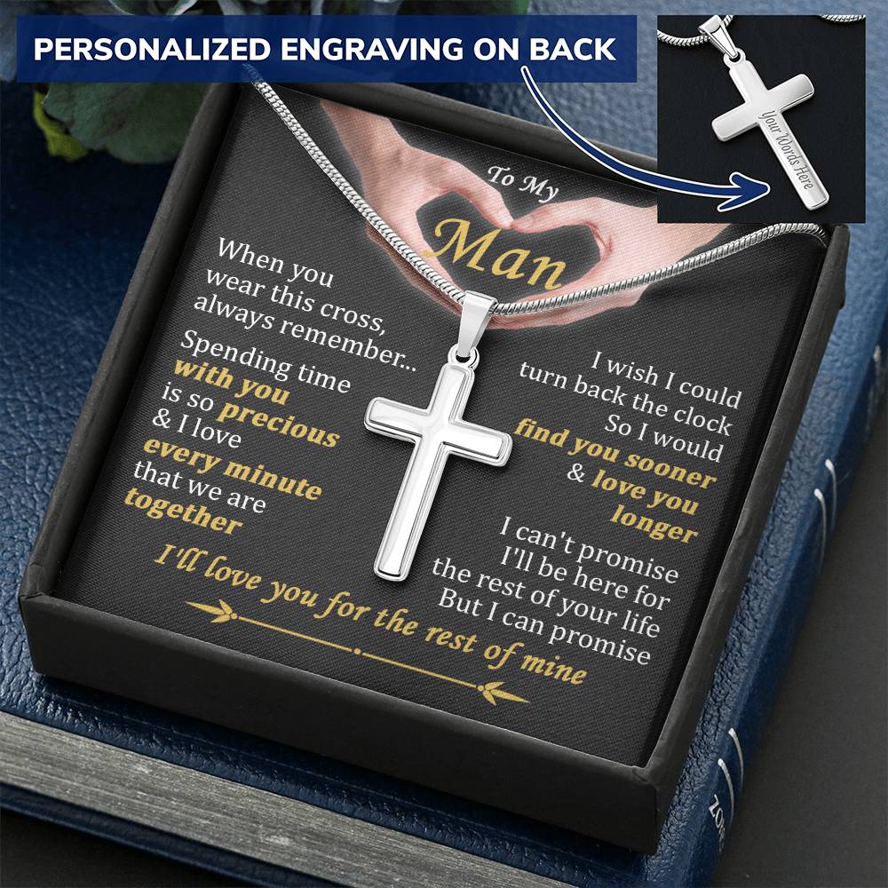 For Your Man - Spending Time With You - Cross 1 Customize Engraved Cross Necklace