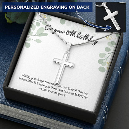 18Th Birthday Gift For Girls Birthday Gift For 18Th Birthday Gift For Her Eighteen Customize Engraved Cross Necklace