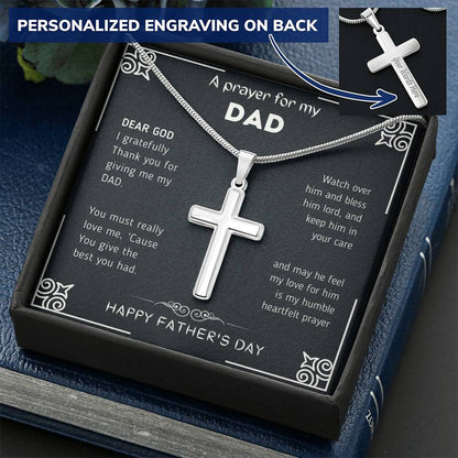 Dear God - Happy Father's Day Customize Engraved Cross Necklace