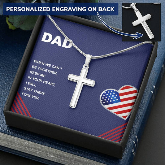 Gift For Dad  Customize Cross Necklace  Father Daughter  To My Dad 4 Customize Engraved Cross Necklace