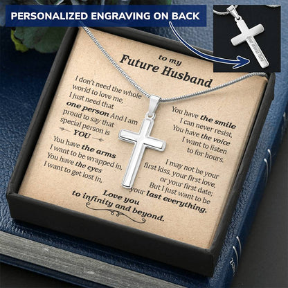 For Future Husband - Special Person - Cross Customize Engraved Cross Necklace