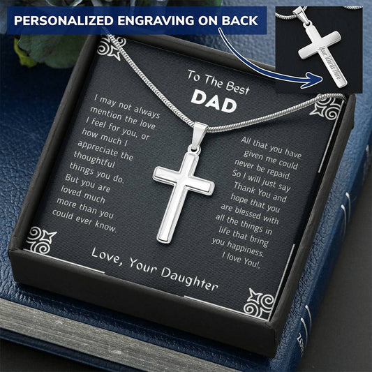 Amazon Dad 1St Customize Engraved Cross Necklace
