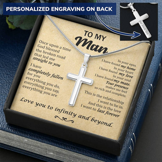 For Your Man - Straight To You - Cross Customize Engraved Cross Necklace