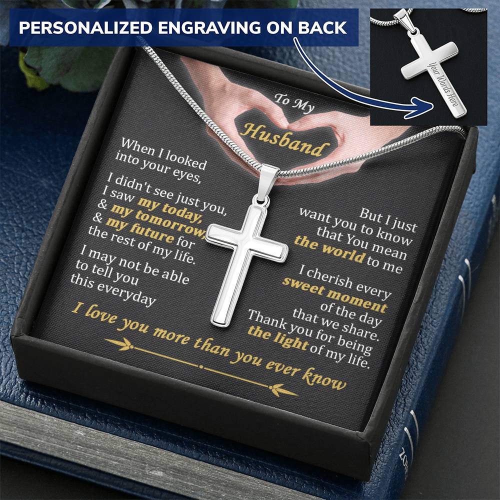 For Husband - Every Sweet Moment - Cross Customize Engraved Cross Necklace