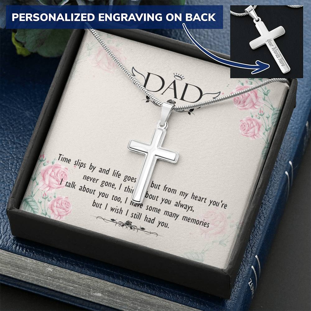 Dad - From My Heart You Are Never Gone - Necklace Customize Engraved Cross Necklace