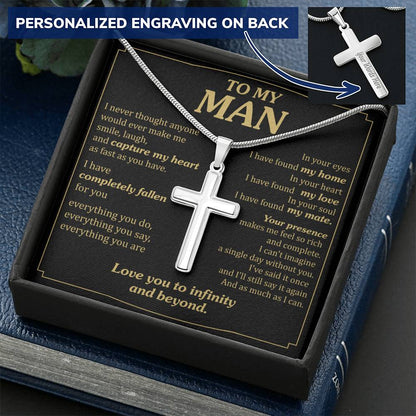 For Your Man - Infinity And Beyond - Cross Customize Engraved Cross Necklace