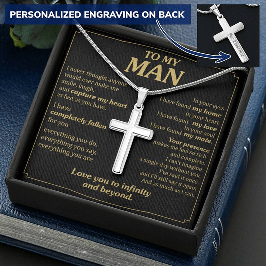 For Your Man - Infinity And Beyond - Cross Customize Engraved Cross Necklace