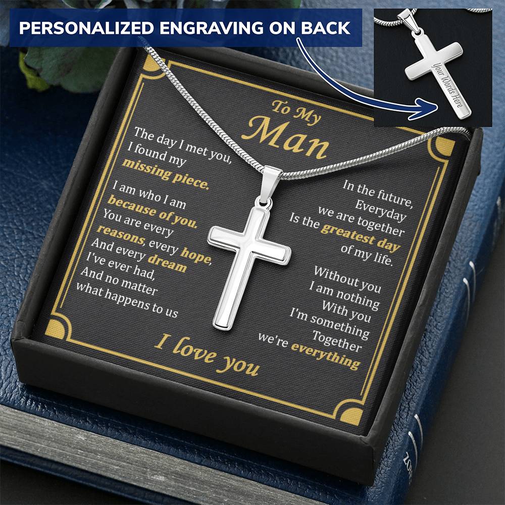 For Your Man - Everyday We Are Together - Cross Customize Engraved Cross Necklace