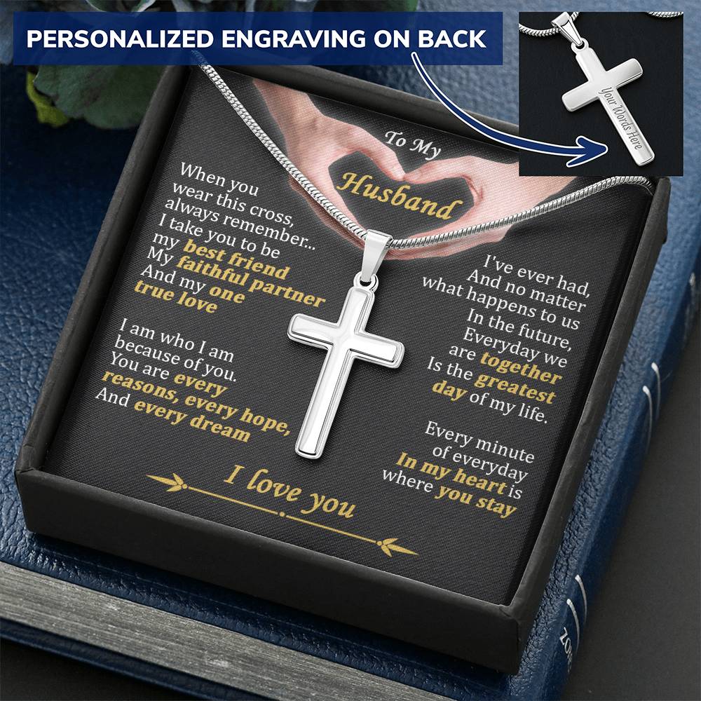 For Husband - Every Hope - Cross Customize Engraved Cross Necklace