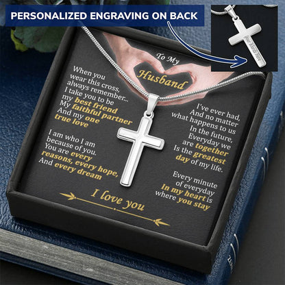 For Husband - Every Hope - Cross Customize Engraved Cross Necklace
