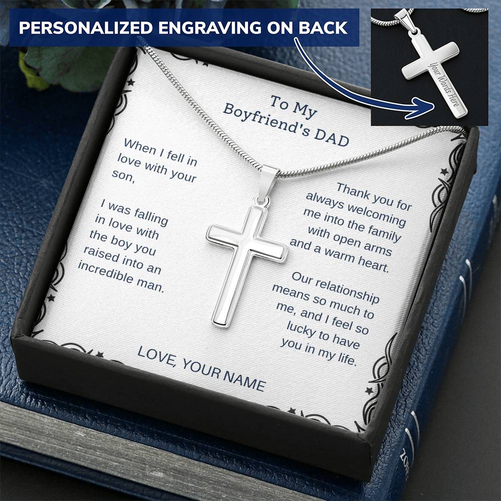 Boyfriend Dad -When I Fell In Love Customize Engraved Cross Necklace