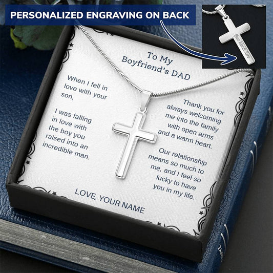 Boyfriend Dad -When I Fell In Love Customize Engraved Cross Necklace