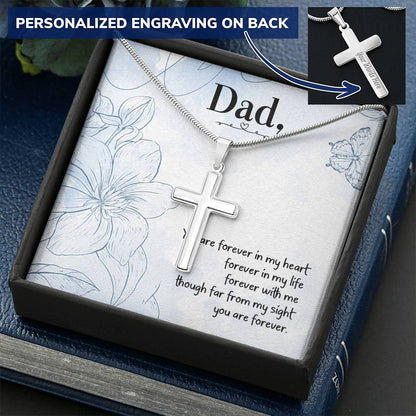 Gift For Dad  Customize Cross Necklace  Father Daughter  To My Dad 5 Customize Engraved Cross Necklace