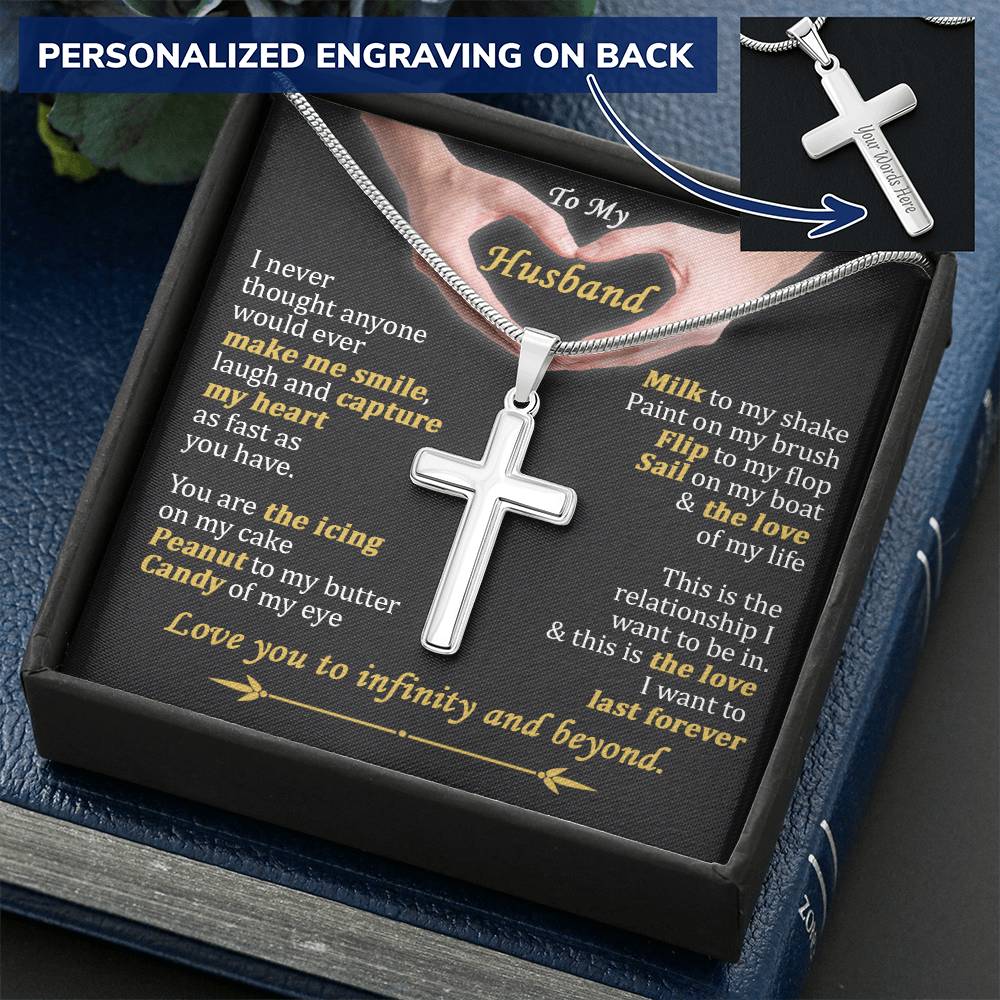 For Husband - Sail On My Boat - Cross Customize Engraved Cross Necklace
