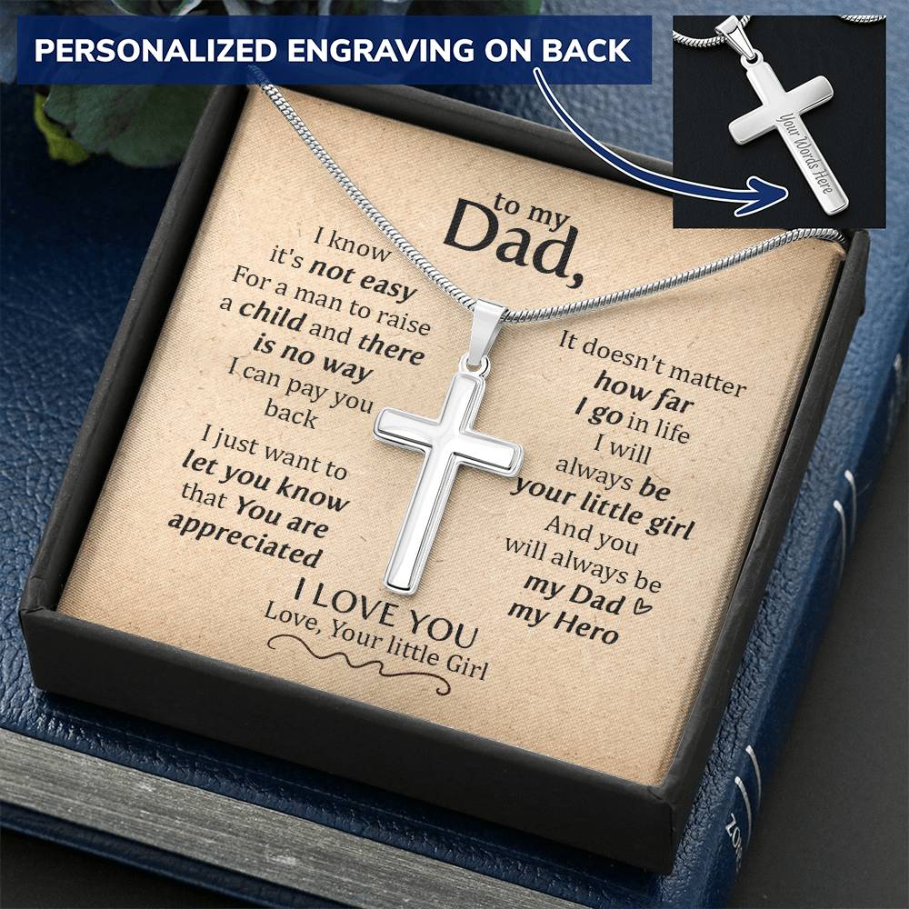 For Dad - You Are Appreciated - Cross Customize Engraved Cross Necklace