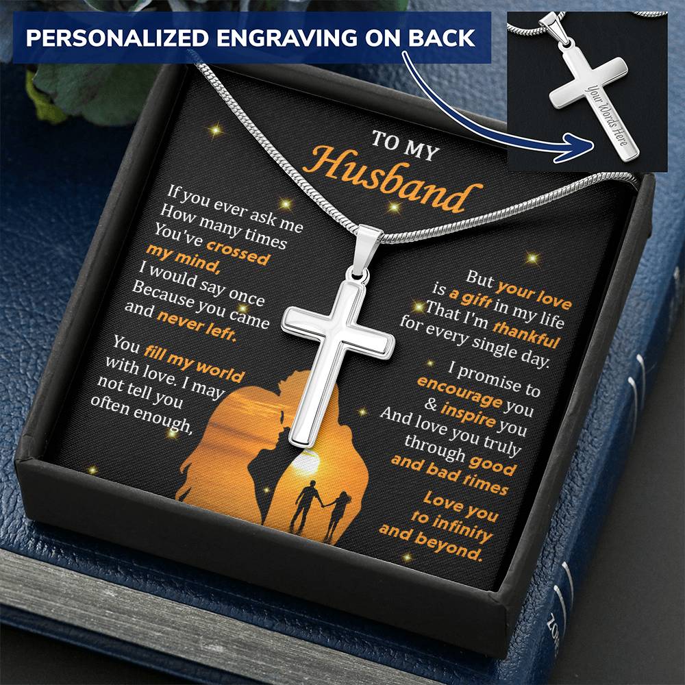 For Husband - Thankful For Every Single Day - Cross Customize Engraved Cross Necklace
