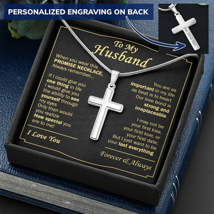 Gift For Husband - Bond - Cross Customize Engraved Cross Necklace