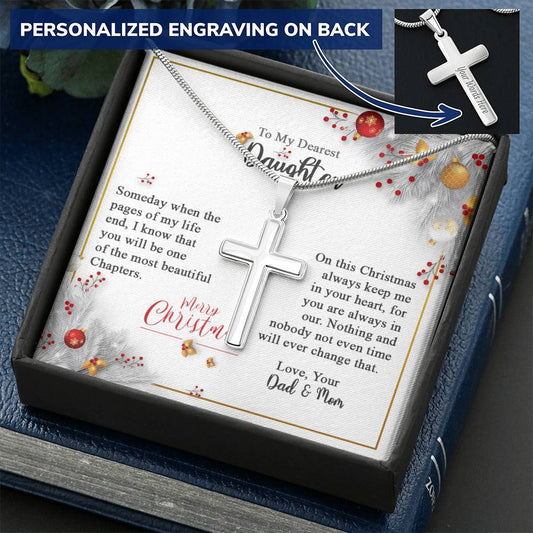 Cross Necklace Christmas Gift To Daughter Most Beautiful Chapters Customize Engraved Cross Necklace