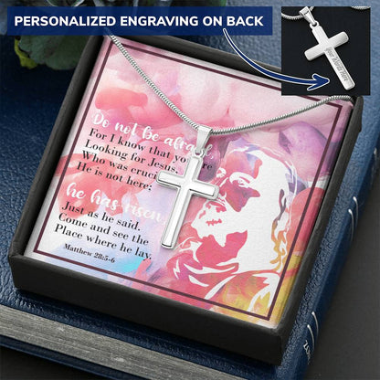 Christian Cross Necklace Personalize Cross Silver Necklace Scripture Verse Customize Engraved Cross Necklace