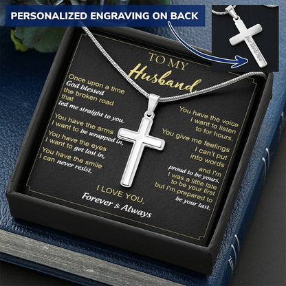 For Husband - The Arms I Want To Be Wrapped In - Cross Customize Engraved Cross Necklace