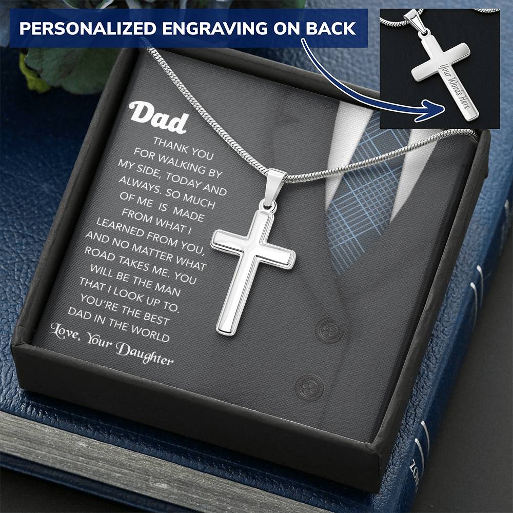 Fathers Day Gift For Your Dad Perfect Gift For Fathers Customize Engraving. Customize Engraved Cross Necklace