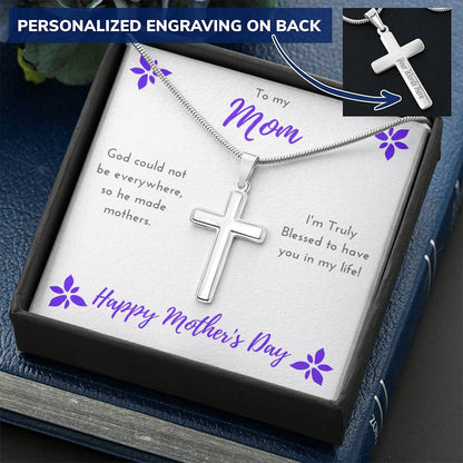 Amazing Stainless Steel Mothers Day Customize Engraved Cross Necklace 1 Customize Engraved Cross Necklace
