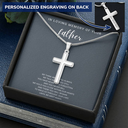 Cross Necklace Gift For Son In Loving Memory Father Customize Engraved Cross Necklace