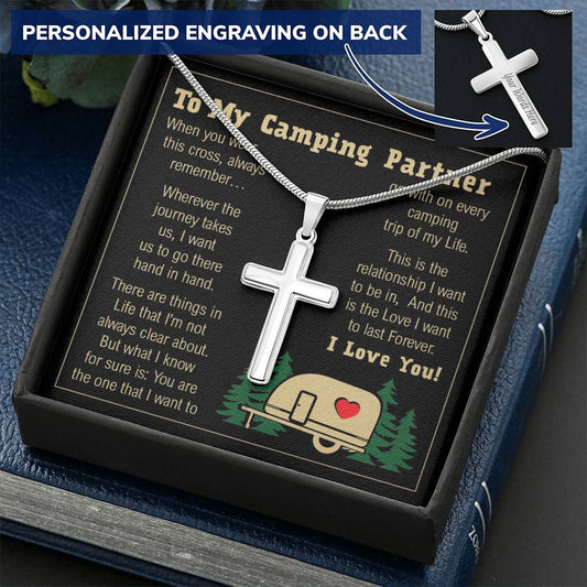 Camping Partner - Cross Necklace Customize Engraved Cross Necklace