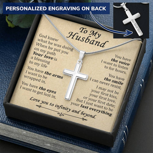 For Husband - Your Love Is A Blessing - Cross Customize Engraved Cross Necklace