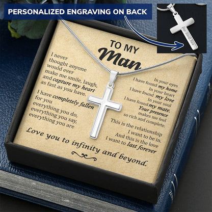For Your Man - Capture My Heart - Cross Customize Engraved Cross Necklace