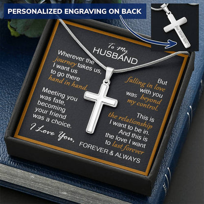 For Husband - Last Forever - Cross Customize Engraved Cross Necklace