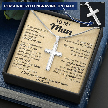 For Your Man - Sweetest Love 2 - Cross Customize Engraved Cross Necklace