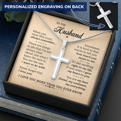 For Husband - My Soulmate My Everything - Cross Customize Engraved Cross Necklace