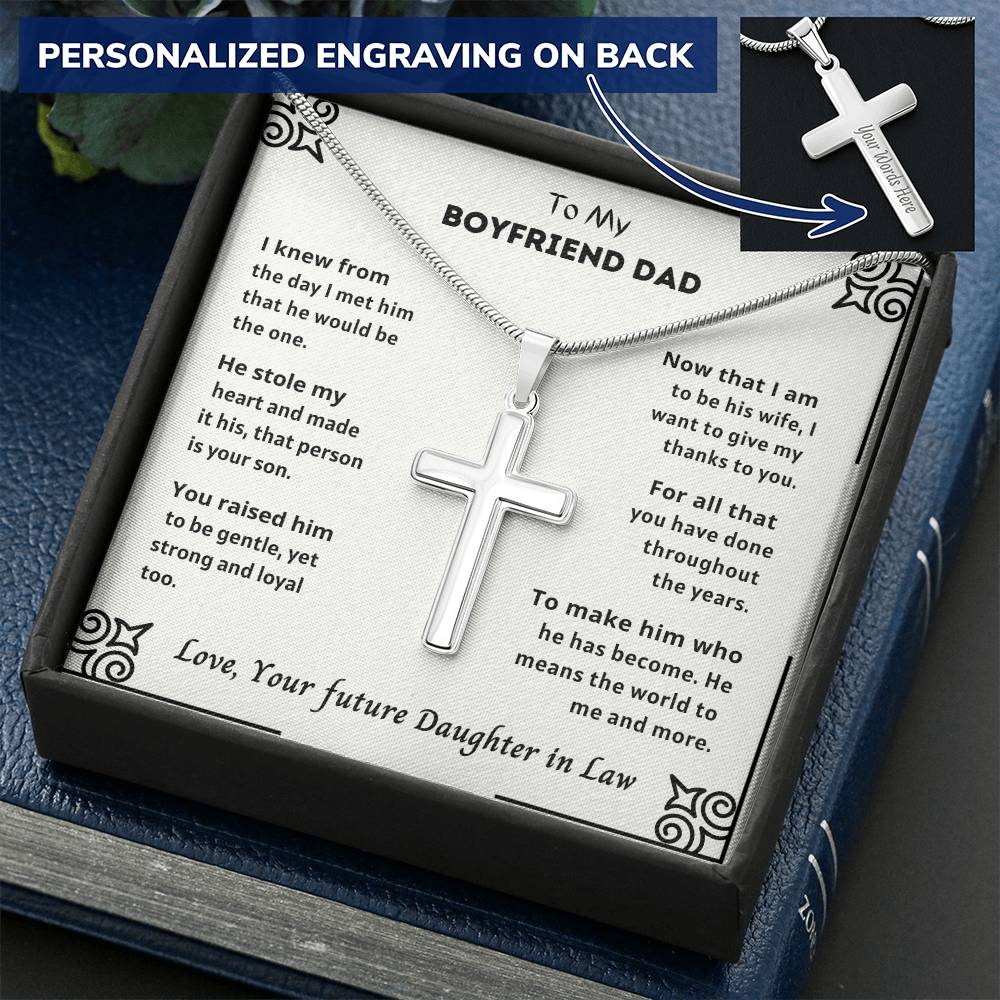 Boyfriend Dad Customize Engraved Cross Necklace