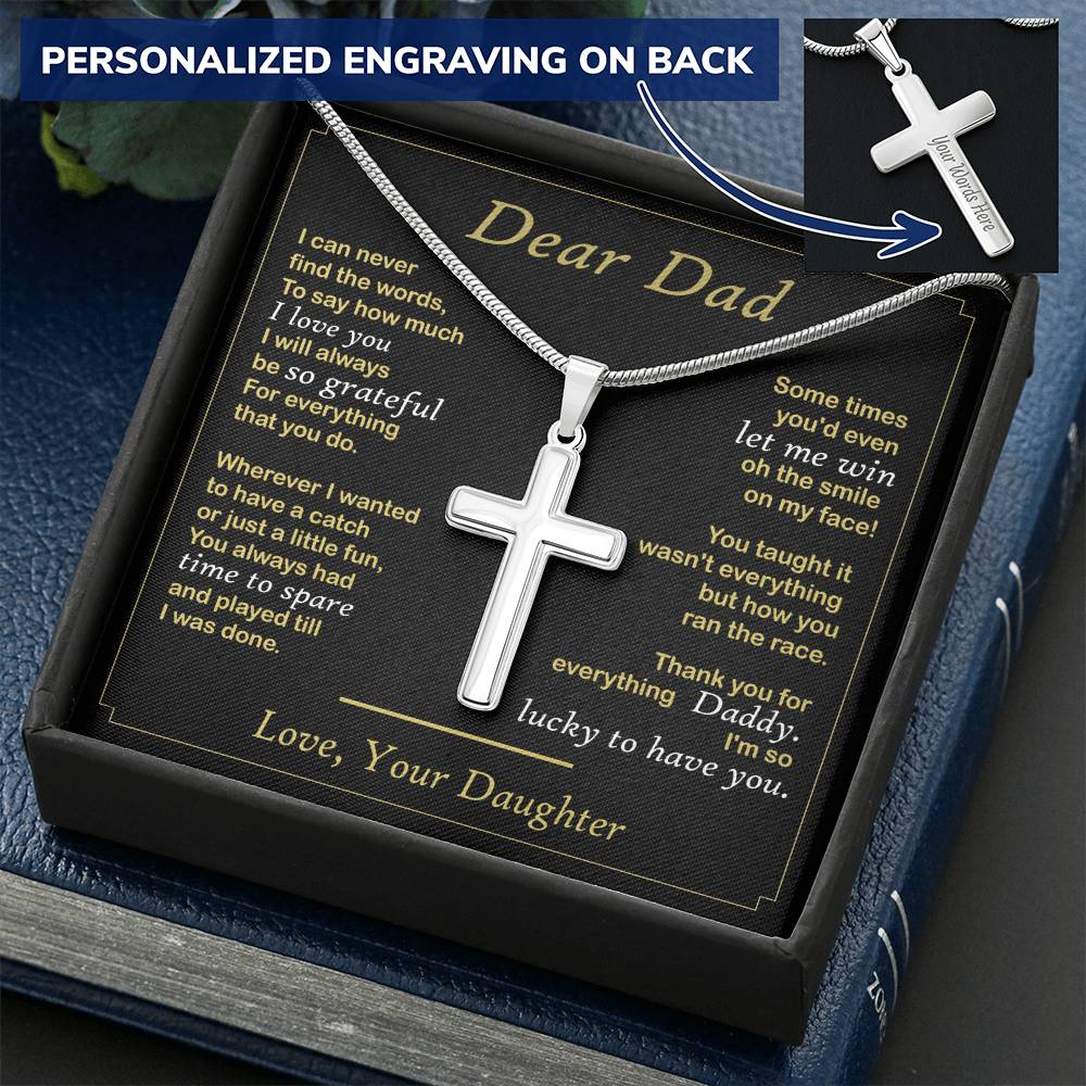For Dad - Thank You For Everything - Cross Customize Engraved Cross Necklace