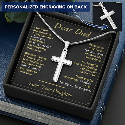 For Dad - Thank You For Everything - Cross Customize Engraved Cross Necklace