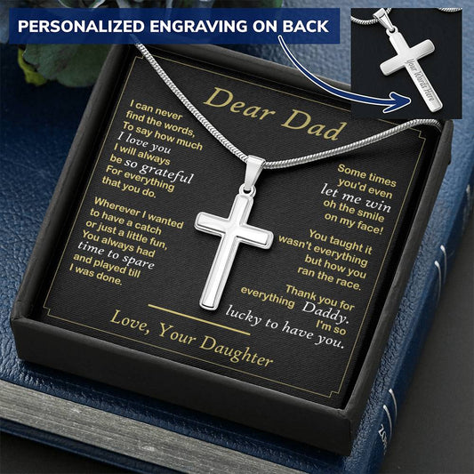 For Dad - Thank You For Everything - Cross Customize Engraved Cross Necklace