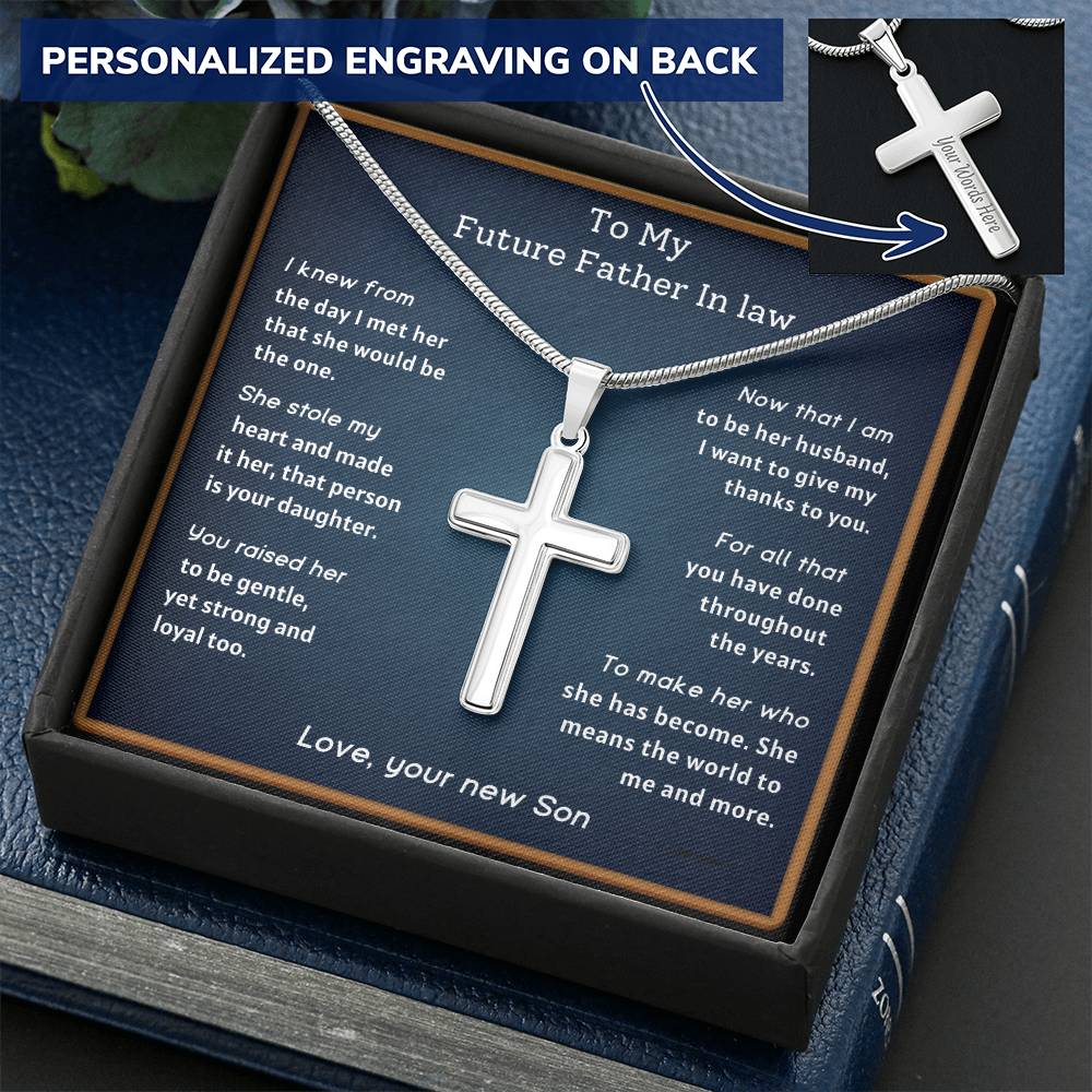 Future Father In Law From Groom - I Knew Customize Engraved Cross Necklace