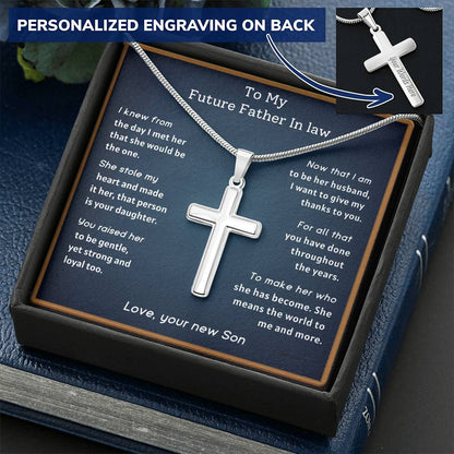 Future Father In Law From Groom - I Knew Customize Engraved Cross Necklace