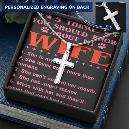 5 Things You Should Know About My Wife Customize Engraved Cross Necklace