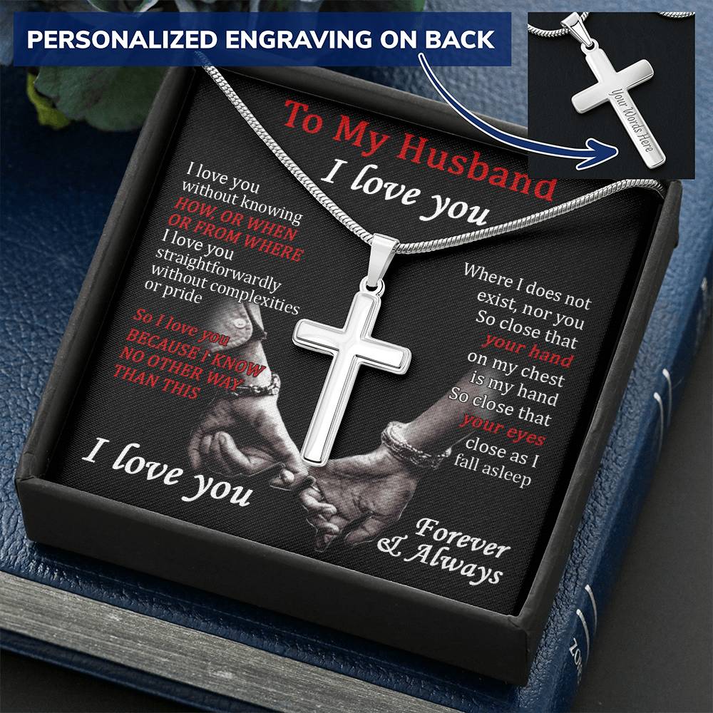 For Husband - Love You Without Complexities - Cross Customize Engraved Cross Necklace