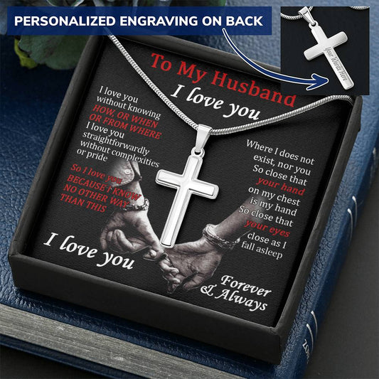 For Husband - Love You Without Complexities - Cross Customize Engraved Cross Necklace